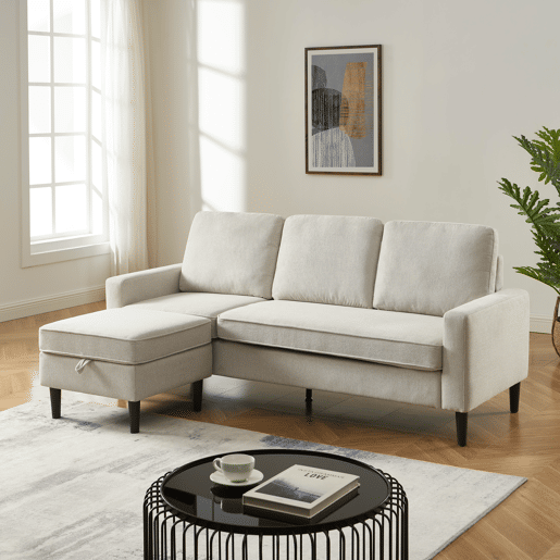 Chaise longue reversível SHEYLA cor bege