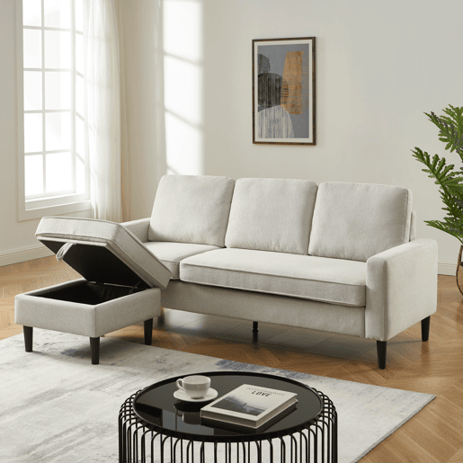 Chaise longue reversível SHEYLA cor bege