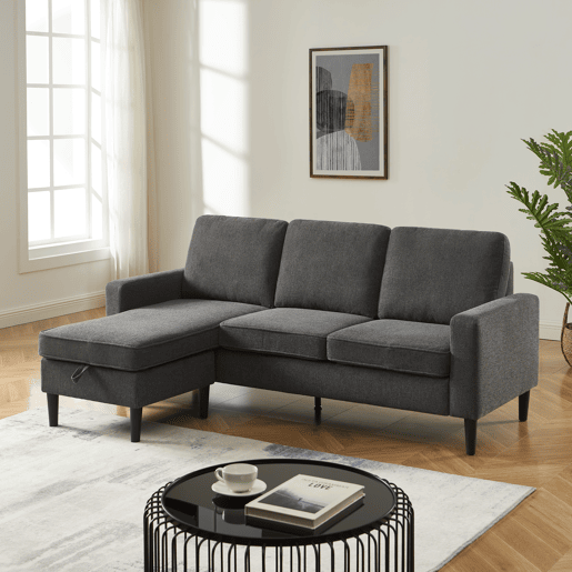 Chaise longue reversível SHEYLA cor cinza escuro Chaise longue reversível SHEYLA cor cinza escuro
