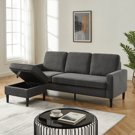 Chaise longue reversível SHEYLA cor cinza escuro Chaise longue reversível SHEYLA cor cinza escuro