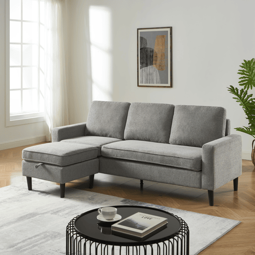 Chaise longue reversível SHEYLA cor cinza claro