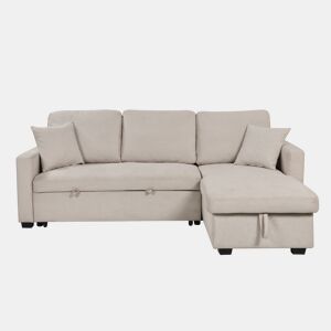 Chaise longue reversível com cama LUCY cor bege