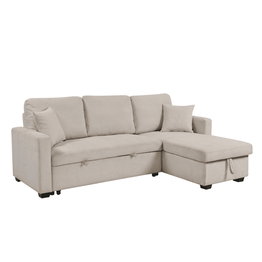 Chaise longue reversível com cama LUCY cor bege