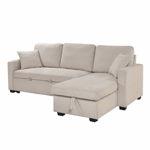 Chaise longue reversível com cama LUCY cor bege