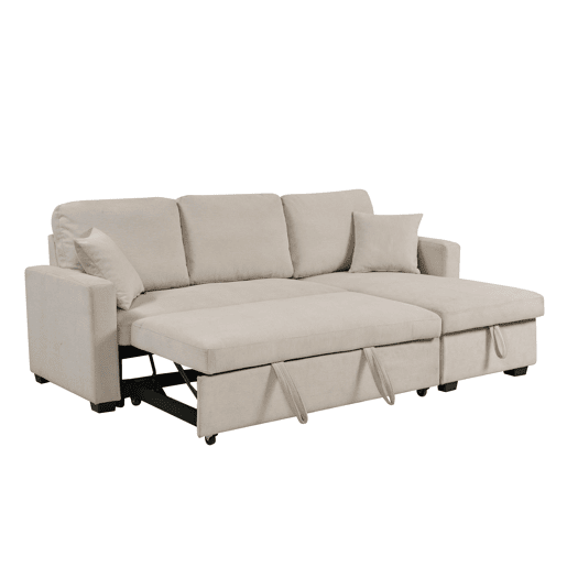 Chaise longue reversível com cama LUCY cor bege