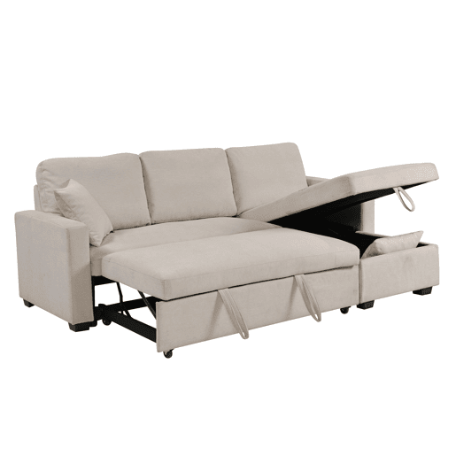 Chaise longue reversível com cama LUCY cor bege