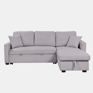 Chaise longue reversível com cama LUCY cor cinza claro