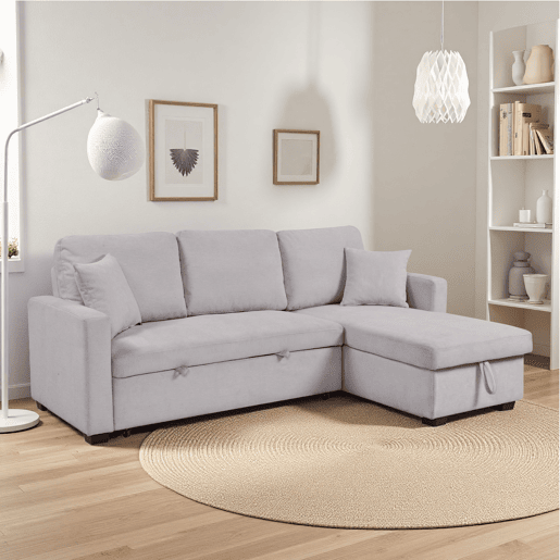 Chaise longue reversível com cama LUCY cor cinza claro