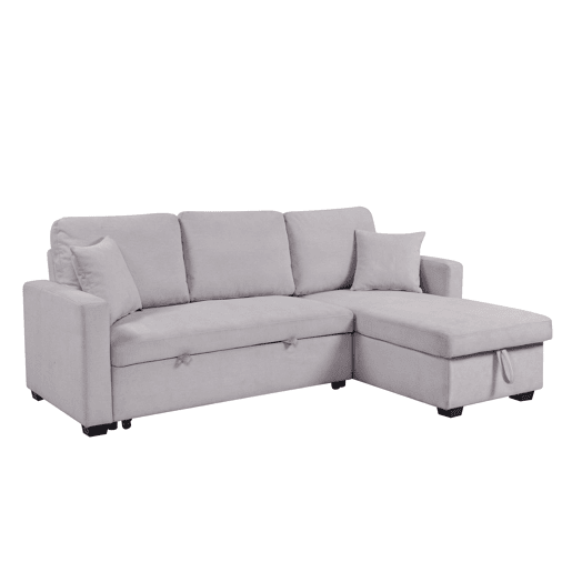 Chaise longue reversível com cama LUCY cor cinza claro