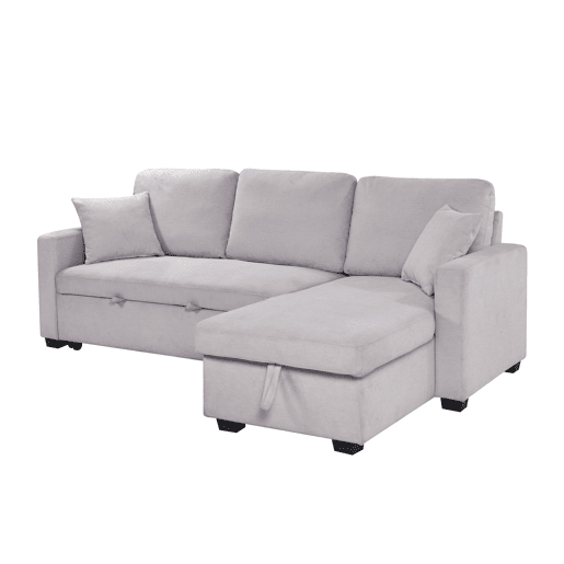 Chaise longue reversível com cama LUCY cor cinza claro