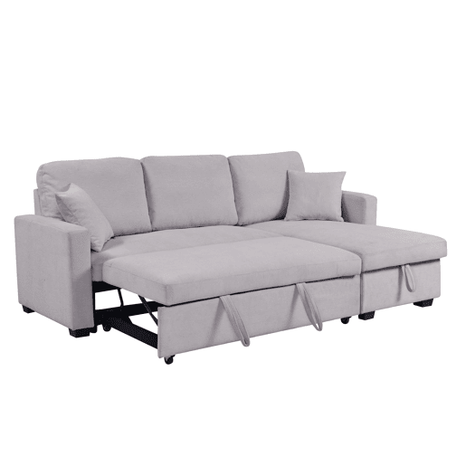 Chaise longue reversível com cama LUCY cor cinza claro