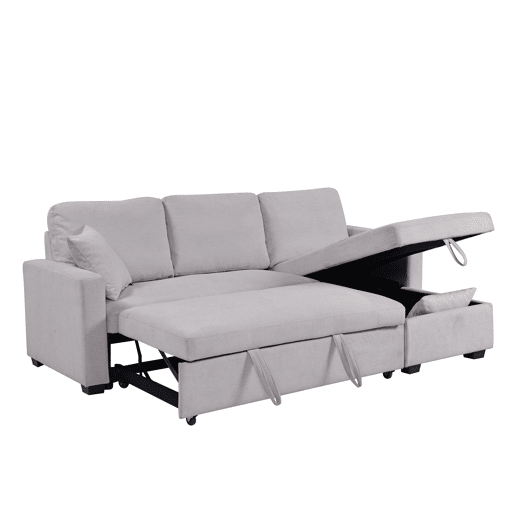 Chaise longue reversível com cama LUCY cor cinza claro