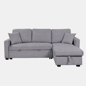 Chaise longue reversível com cama LUCY cor cinza escuro