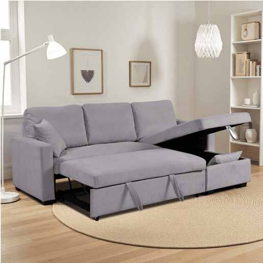 Chaise longue reversível com cama LUCY cor cinza escuro
