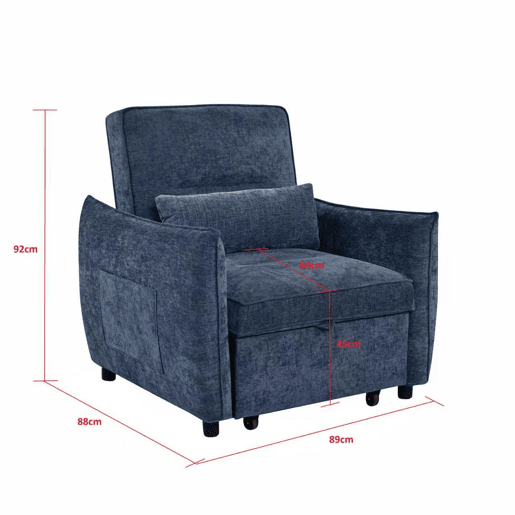 Cadeirão com cama MIKADO cor azul