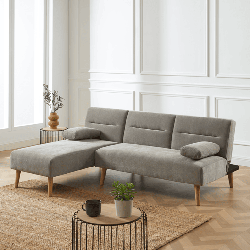 Chaise longue com cama reversível KARINE cor cinza