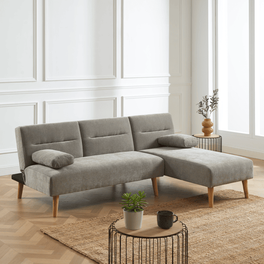 Chaise longue com cama reversível KARINE cor cinza