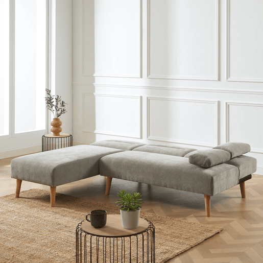 Chaise longue com cama reversível KARINE cor cinza