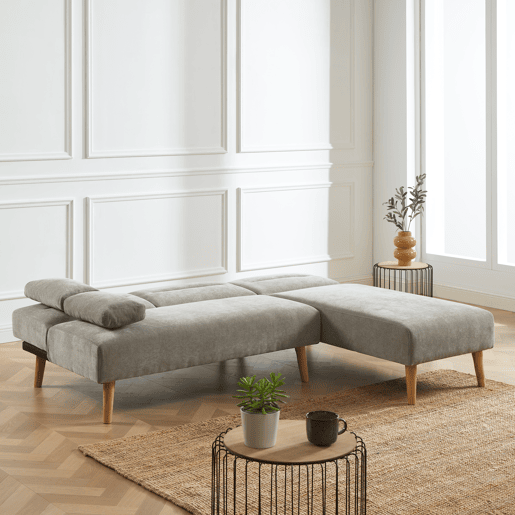 Chaise longue com cama reversível KARINE cor cinza