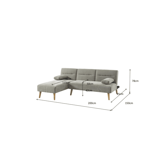 Chaise longue com cama reversível KARINE cor cinza