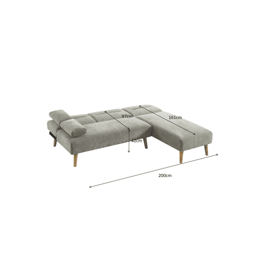 Chaise longue com cama reversível KARINE cor cinza
