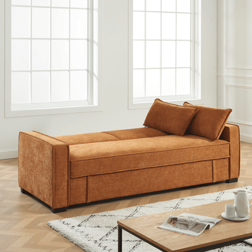 Sofá cama 3 lugares RONAN cor terracota