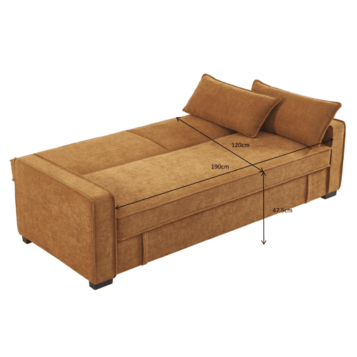 Sofá cama 3 lugares RONAN cor terracota