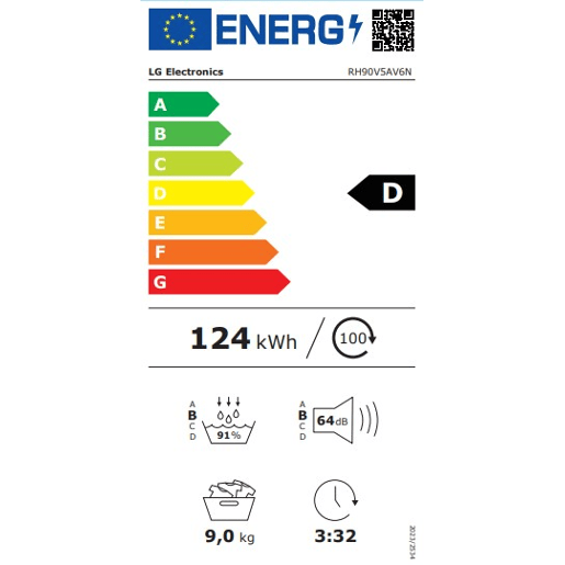 Máquina de secar roupa LG RH90V5AV6N 9kg bomba de calor