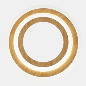 Plafon GALET LED 38w diâmetro 40cm branco e madeira