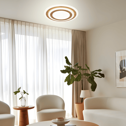 Plafon GALET LED 38w diâmetro 40cm branco e madeira Plafon GALET LED 38w diâmetro 40cm branco e madeira