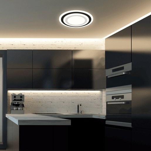 Plafon GALET LED 38w diâmetro 40cm branco e preto