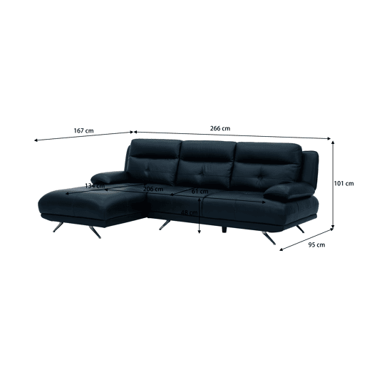 Chaise longue esquerda em pele KAILUA cor azul