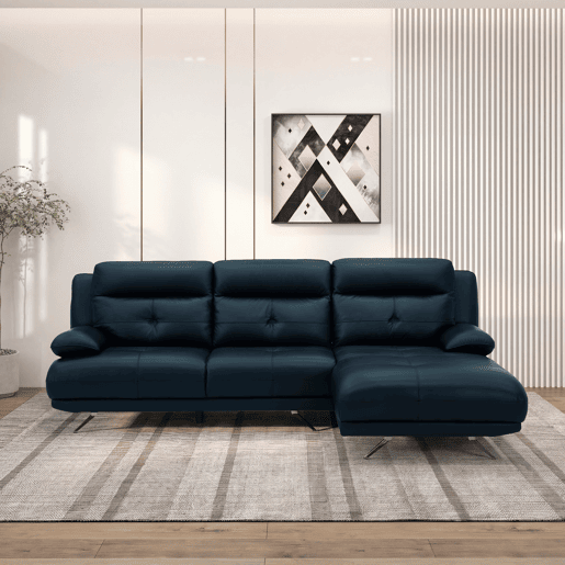 Chaise longue direita em pele KAILUA cor azul