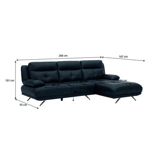 Chaise longue direita em pele KAILUA cor azul