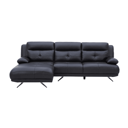 Chaise longue esquerda em pele KAILUA cor preto