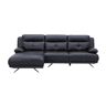 Chaise longue esquerda em pele KAILUA cor preto