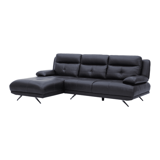 Chaise longue esquerda em pele KAILUA cor preto