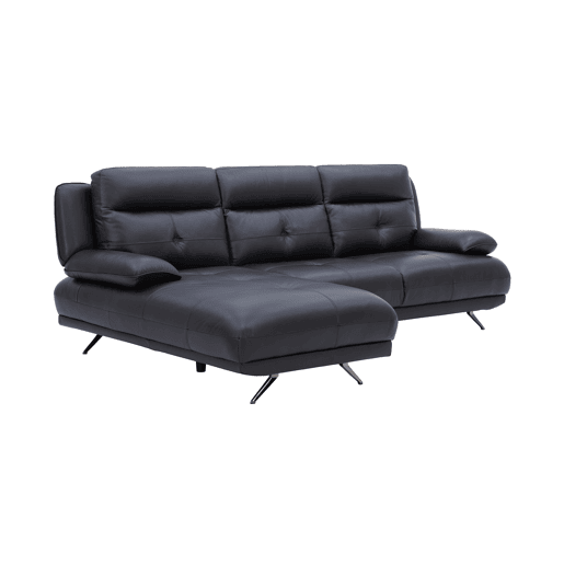 Chaise longue esquerda em pele KAILUA cor preto