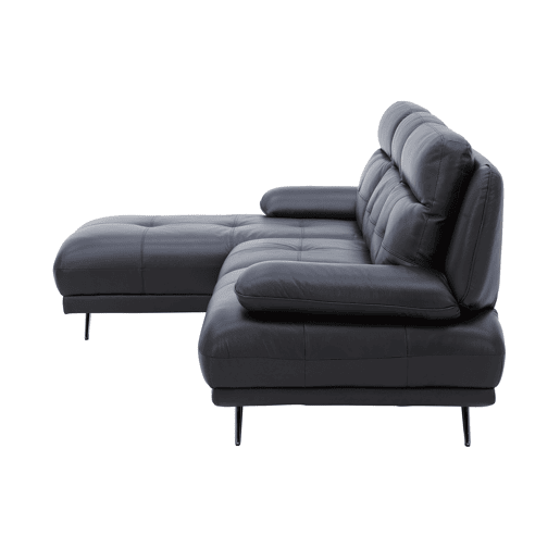 Chaise longue esquerda em pele KAILUA cor preto