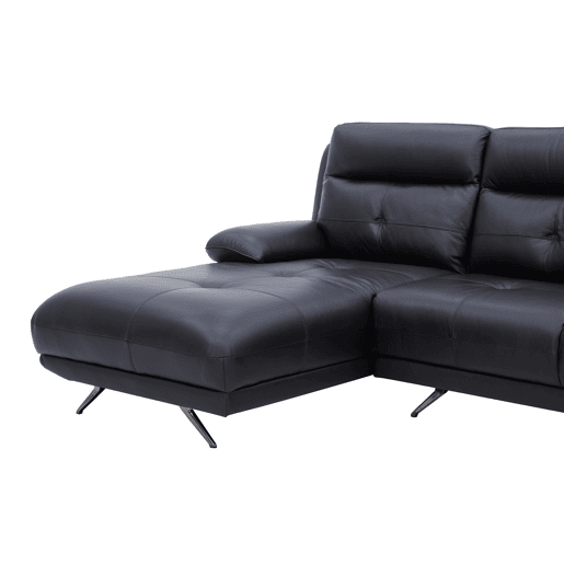 Chaise longue esquerda em pele KAILUA cor preto