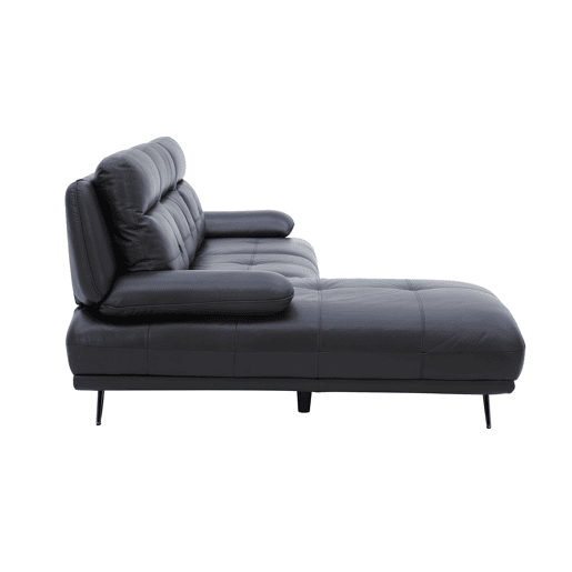 Chaise longue esquerda em pele KAILUA cor preto