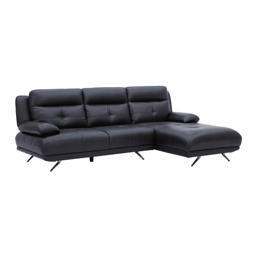 Chaise longue direita em pele KAILUA cor preto