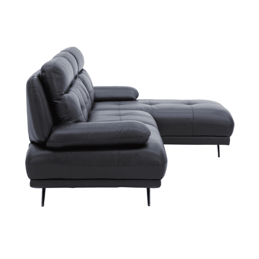 Chaise longue direita em pele KAILUA cor preto