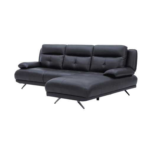 Chaise longue direita em pele KAILUA cor preto
