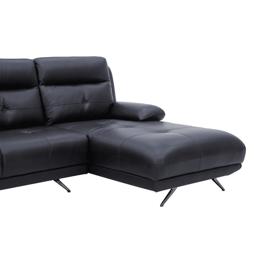 Chaise longue direita em pele KAILUA cor preto