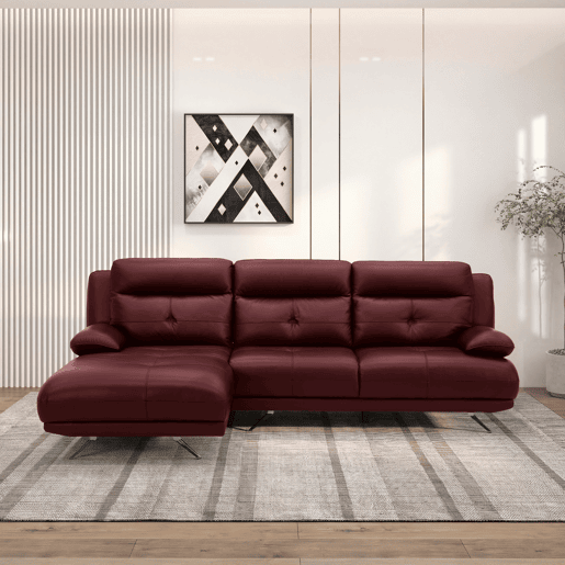 Chaise longue esquerda em pele KAILUA cor vermelho