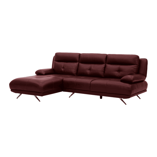 Chaise longue esquerda em pele KAILUA cor vermelho