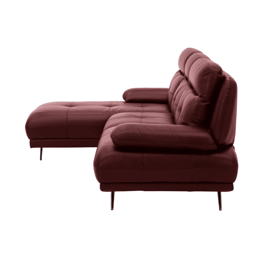 Chaise longue esquerda em pele KAILUA cor vermelho