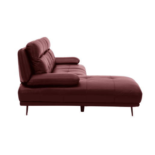 Chaise longue esquerda em pele KAILUA cor vermelho