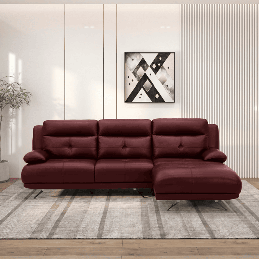 Chaise longue direita em pele KAILUA cor vermelho